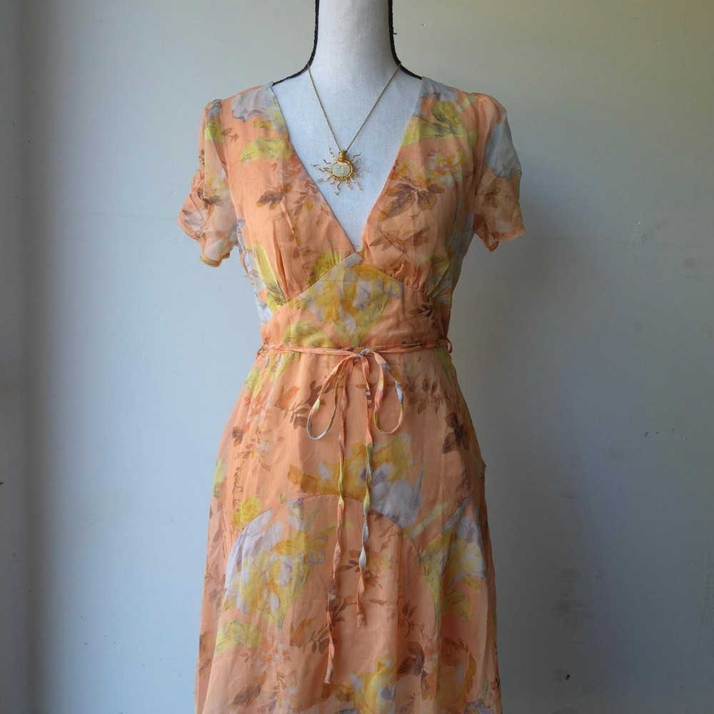 Hello Molly Floral Midi Dress Womens‎ Small Feminine Cottagecore Romantic Dainty